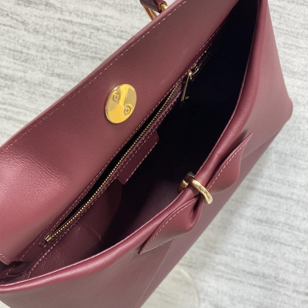高仿Dior*26SS系列MO732RTU新款徽標手提包酒紅色免檢版