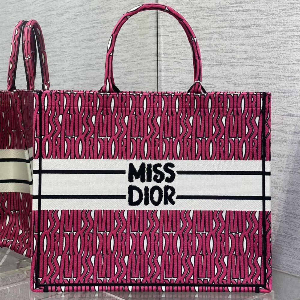高仿Dior*BookTote系列M128M75E購物袋粉紅色大號免檢版