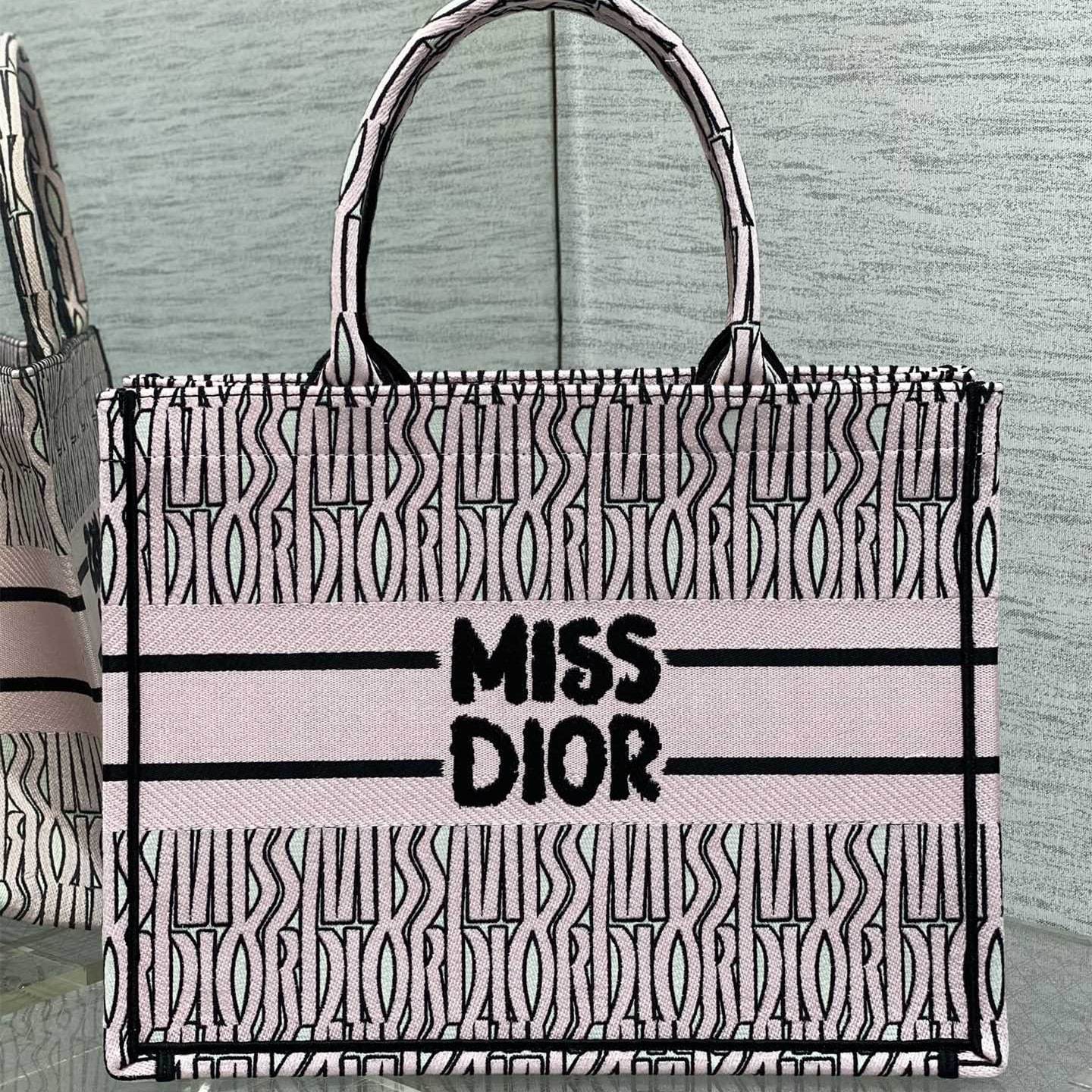 高仿Dior*BookTote系列M129M082購物袋Miss粉色中號免檢版