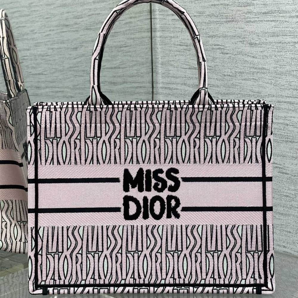 高仿Dior*BookTote系列M129M082購物袋Miss粉色中號免檢版