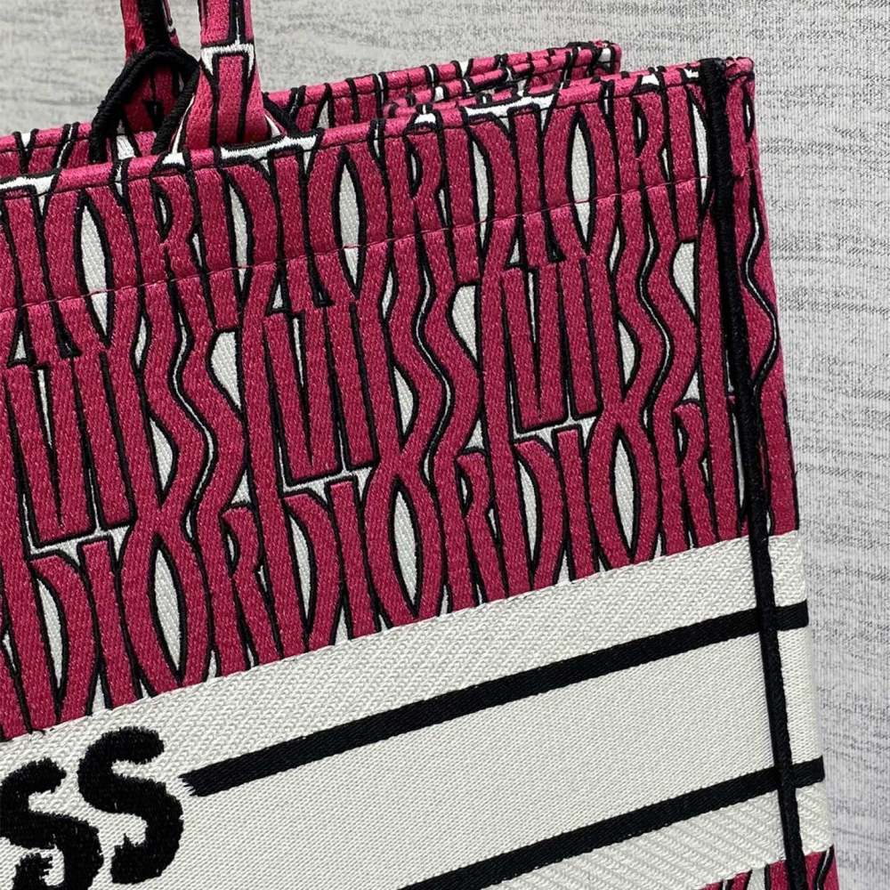 高仿Dior*BookTote系列M128M75E購物袋粉紅色大號免檢版