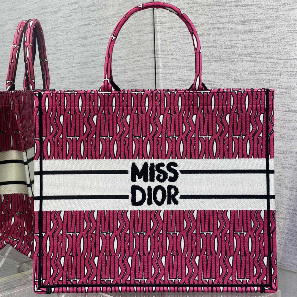 高仿Dior*BookTote系列M128M75E購物袋粉紅色大號免檢版