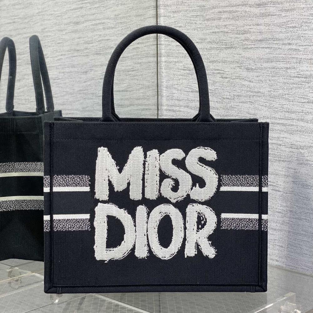 高仿Dior*BookTote系列M129M993購物袋Miss黑色中號免檢版