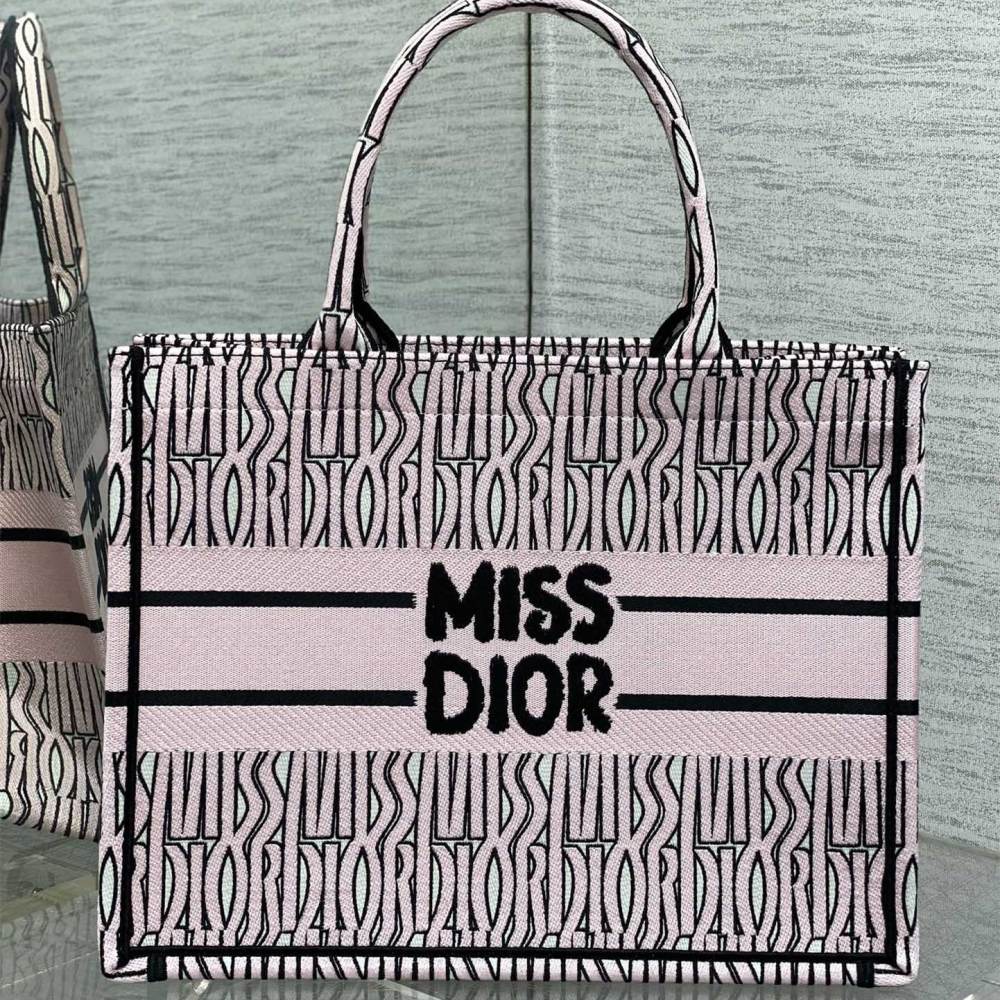 高仿Dior*BookTote系列M129M082購物袋Miss粉色中號免檢版