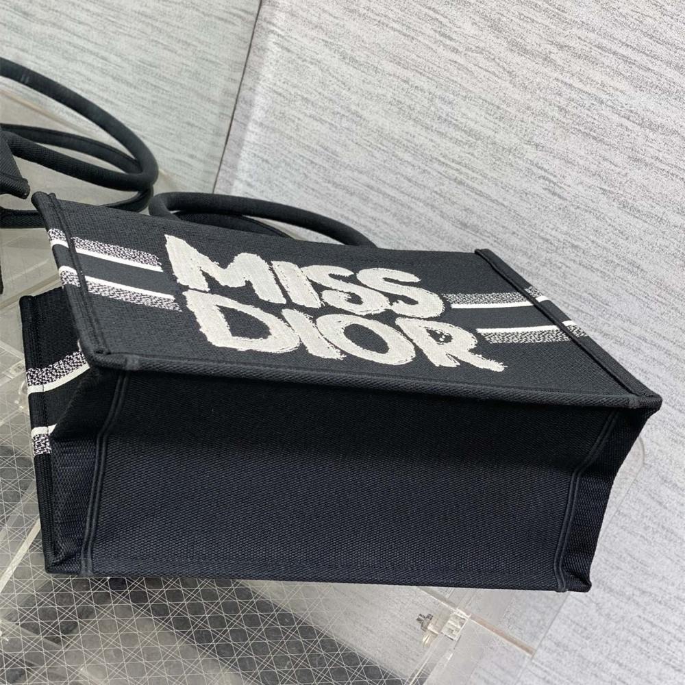 高仿Dior*BookTote系列M129M993購物袋Miss黑色中號免檢版