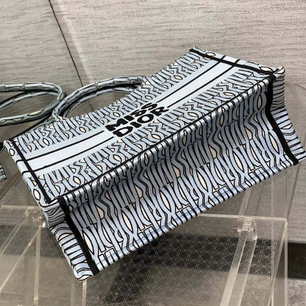 高仿Dior*BookTote系列M129M44W購物袋Miss黑藍中號免檢版