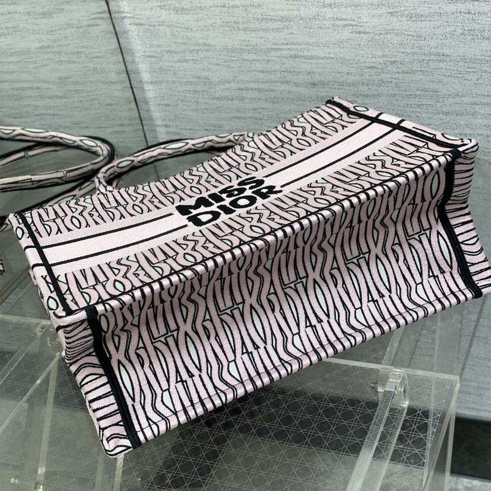 高仿Dior*BookTote系列M129M082購物袋Miss粉色中號免檢版