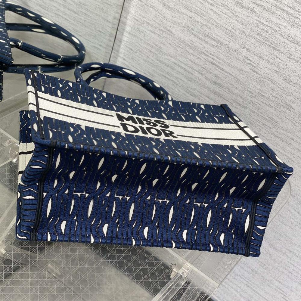 高仿Dior*BookTote系列M129M19Q購物袋Miss深藍中號免檢版