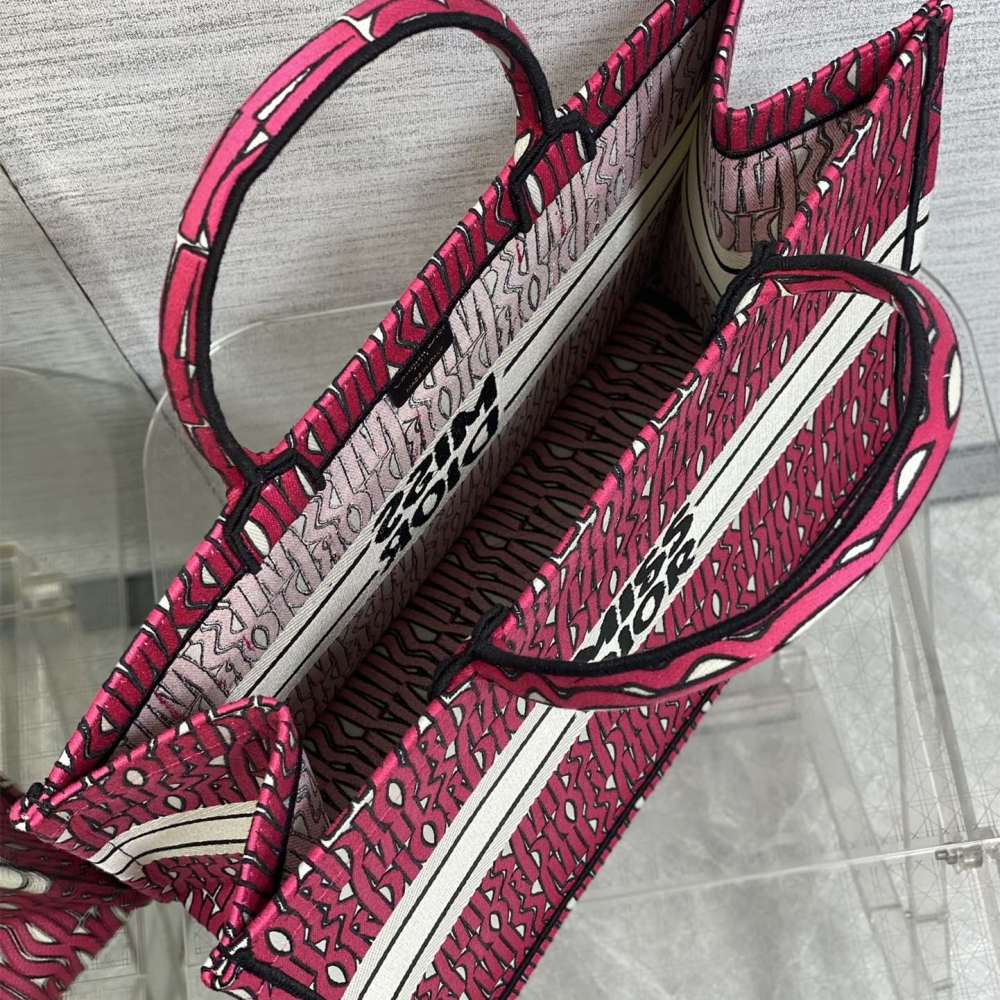 高仿Dior*BookTote系列M128M75E購物袋粉紅色大號免檢版