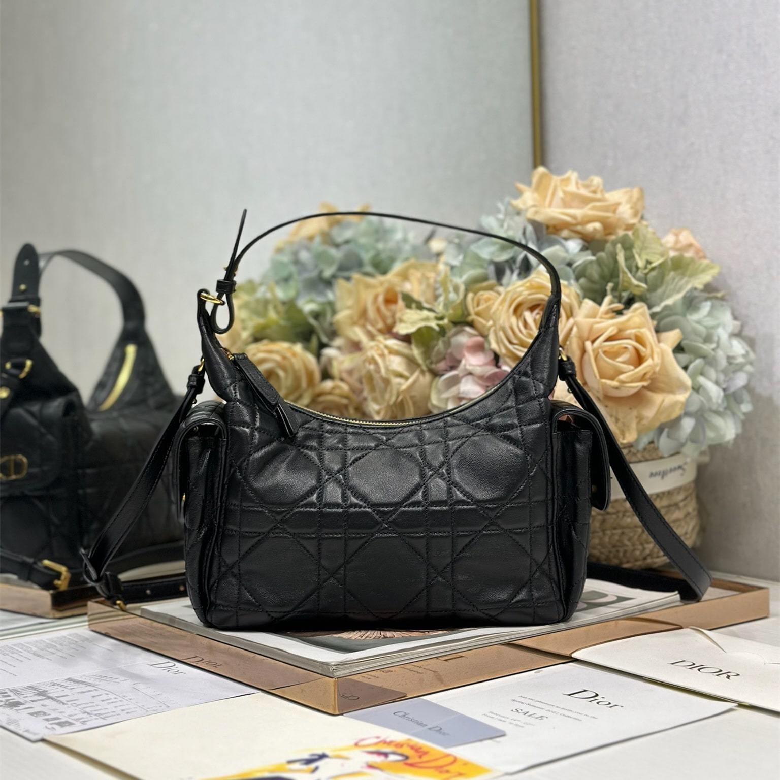 高仿Dior*D-Dream系列M632M900小羊皮單肩包中號黑色免檢版