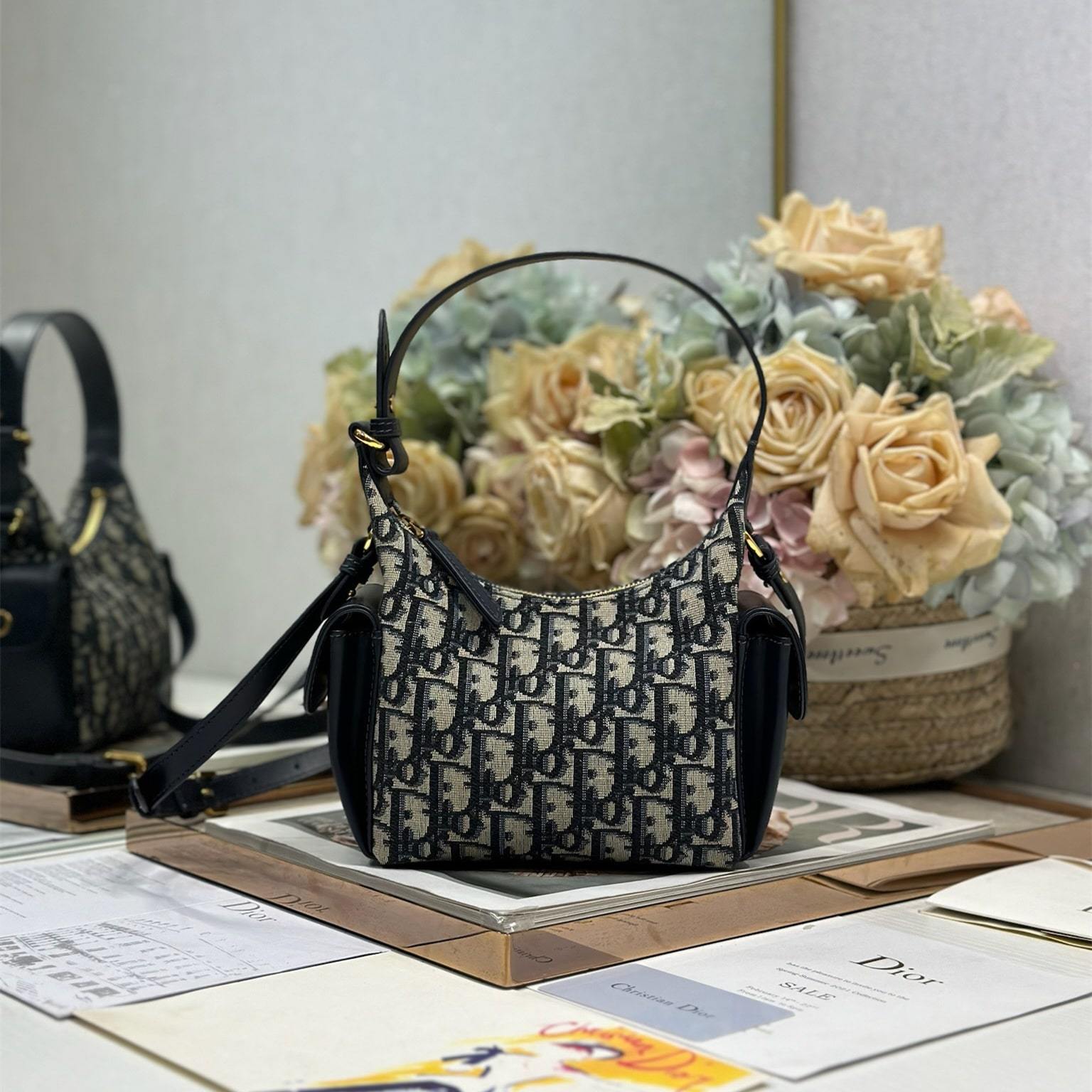 高仿Dior*D-Dream系列S431M928印花刺繡斜挎包Mini雙拼免檢版