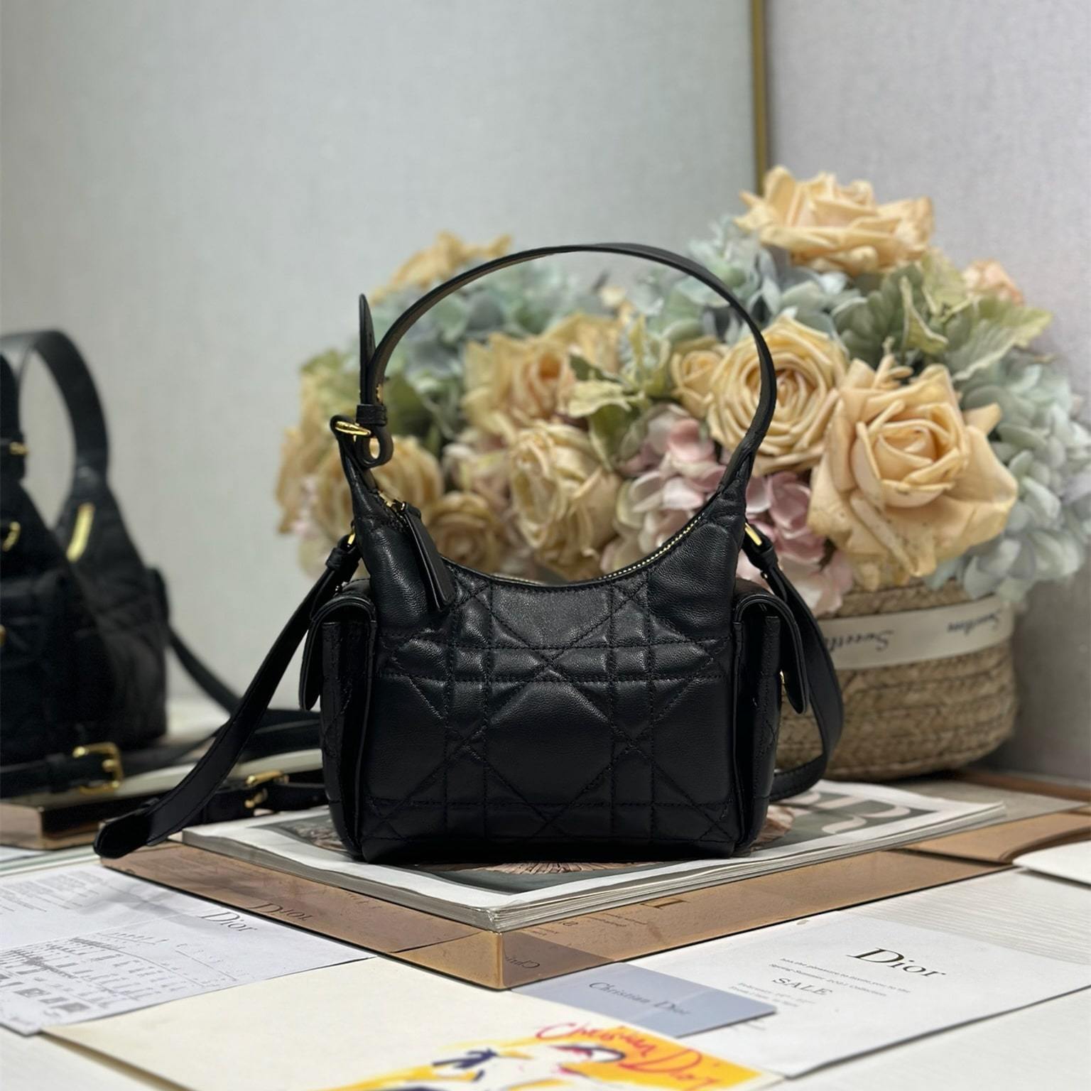 高仿Dior*D-Dream系列S525M900小羊皮斜挎包Mini黑色免檢版