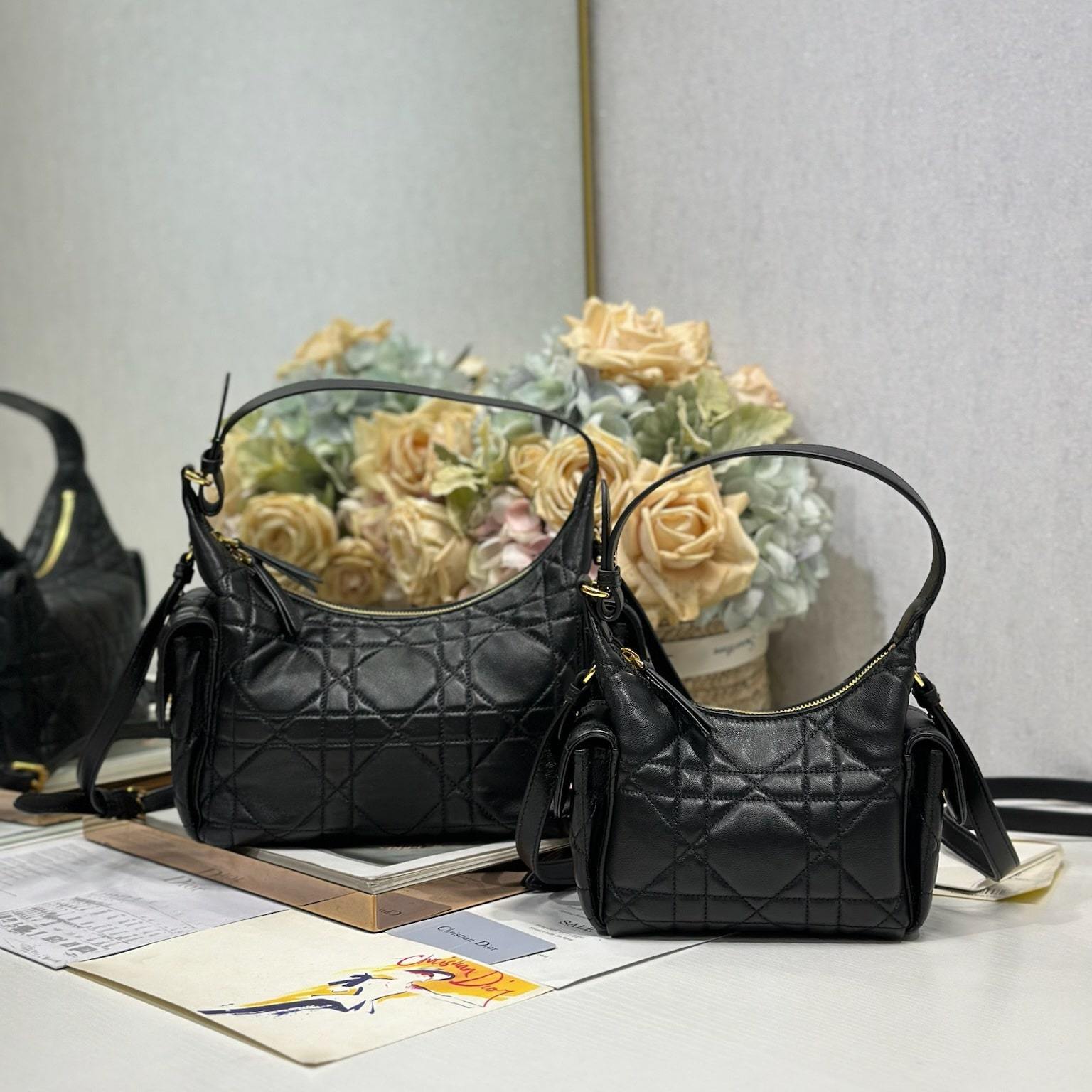 高仿Dior*D-Dream系列S525M900小羊皮斜挎包Mini黑色免檢版