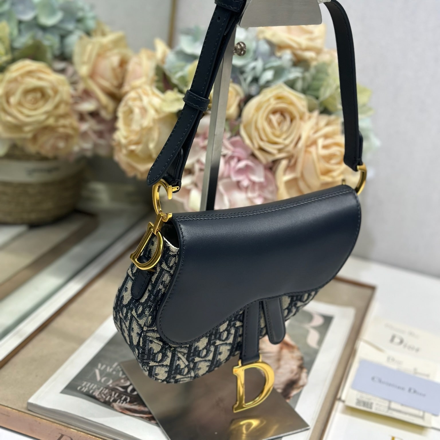 高仿Dior Saddle Mini 雙拼金扣 馬鞍造型