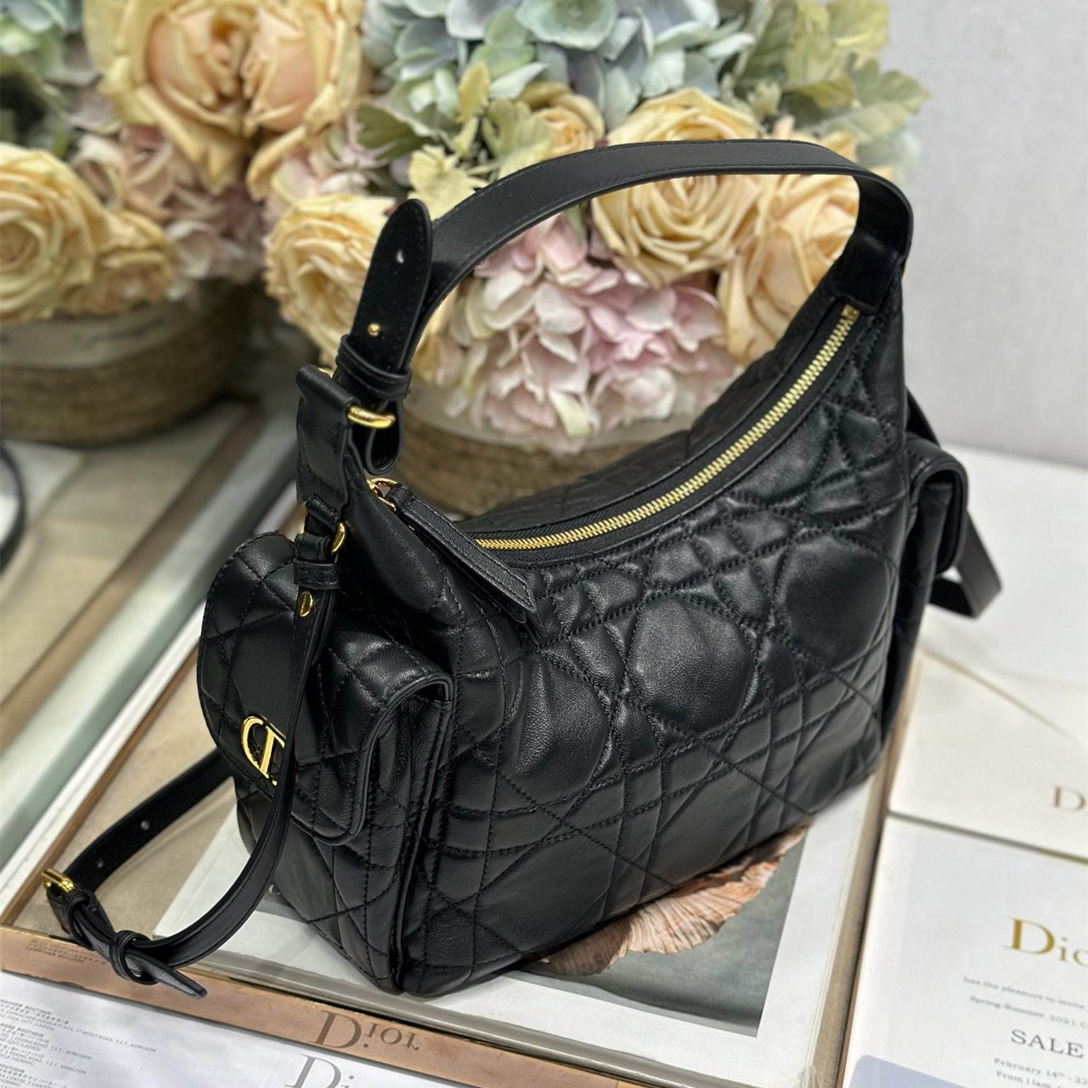 高仿Dior*D-Dream系列M632M900小羊皮單肩包中號黑色免檢版