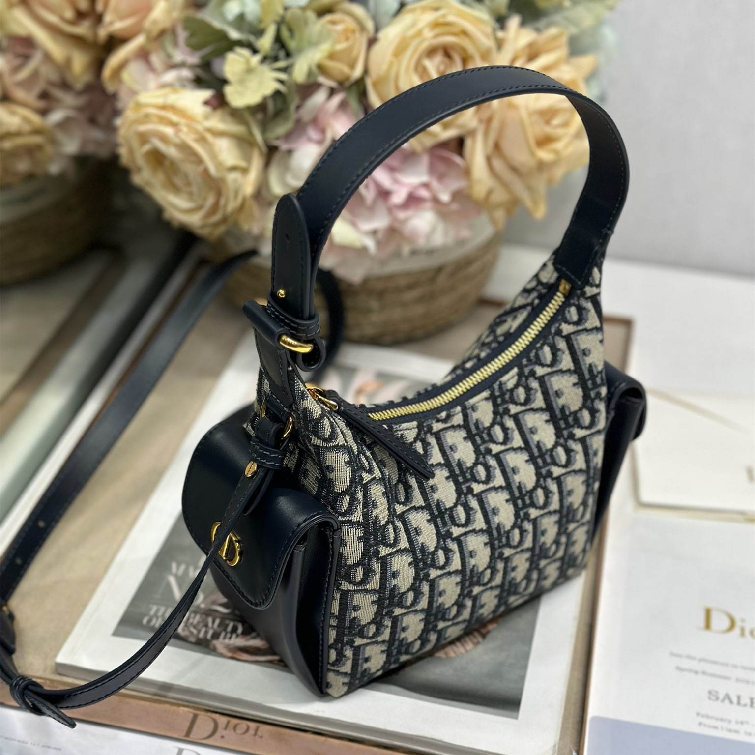 高仿Dior*D-Dream系列S431M928印花刺繡斜挎包Mini雙拼免檢版