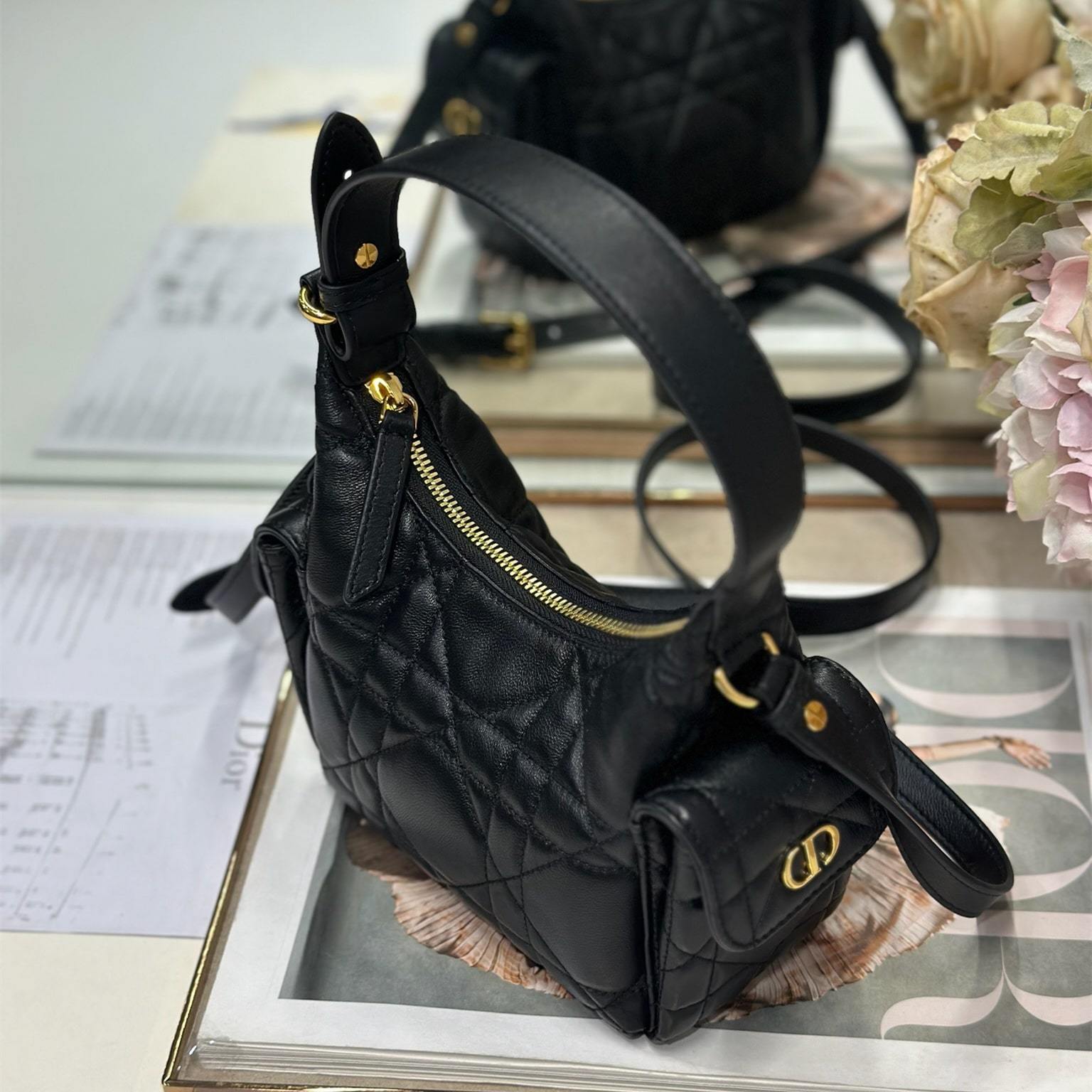 高仿Dior*D-Dream系列S525M900小羊皮斜挎包Mini黑色免檢版