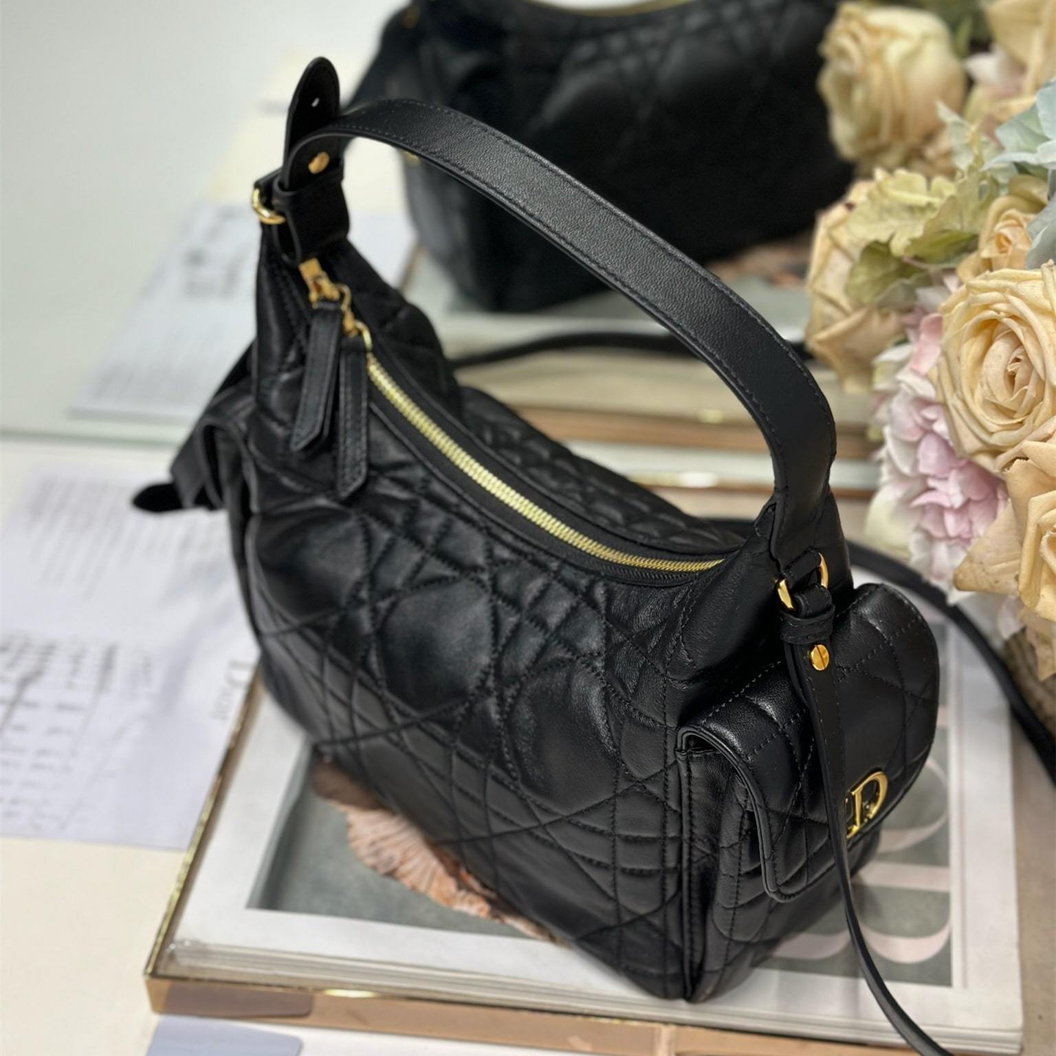 高仿Dior*D-Dream系列M632M900小羊皮單肩包中號黑色免檢版
