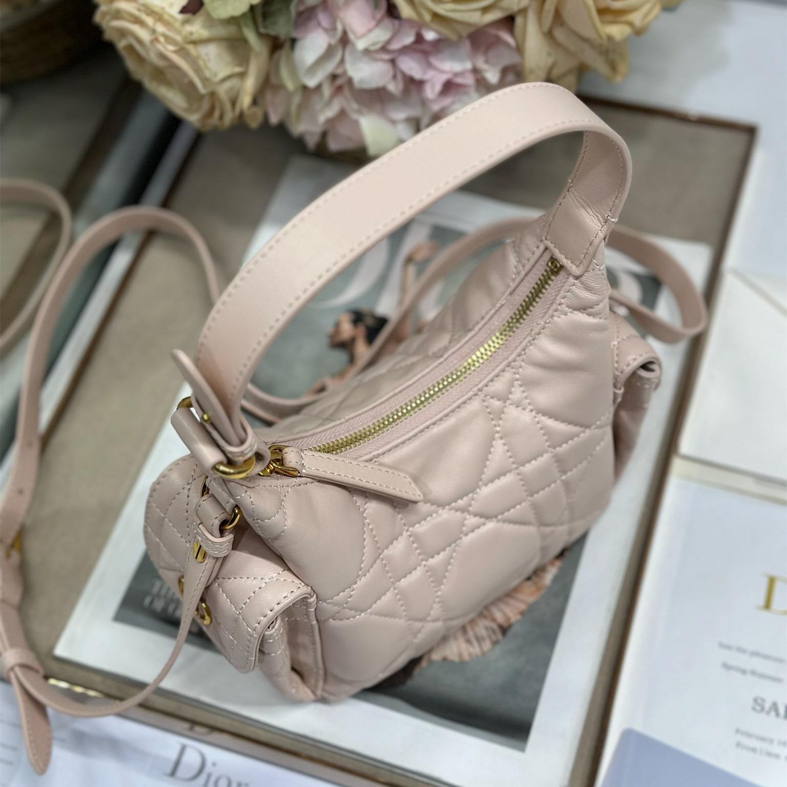 高仿Dior*D-Dream系列M525M413小羊皮斜挎包Mini粉色免檢版