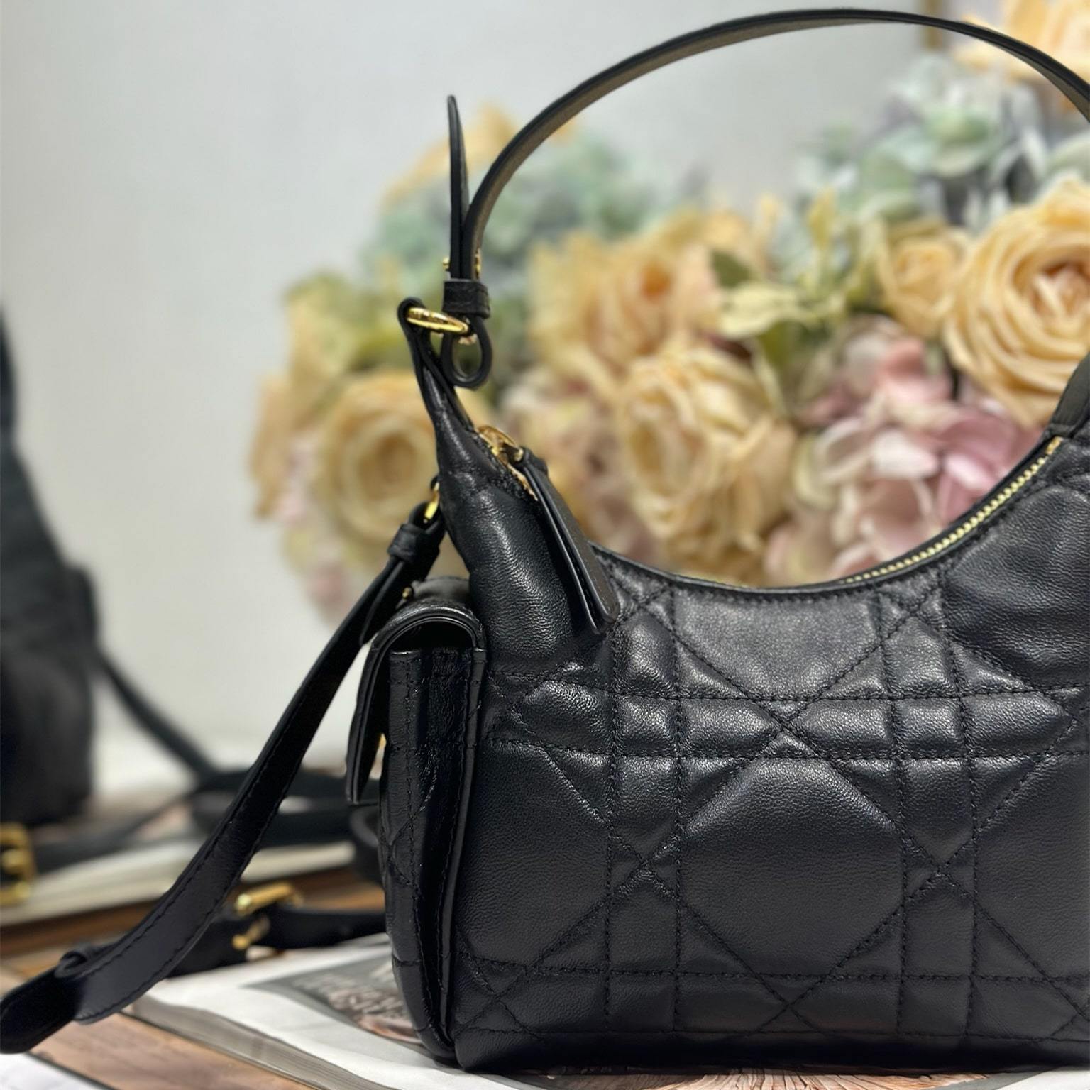 高仿Dior*D-Dream系列S525M900小羊皮斜挎包Mini黑色免檢版