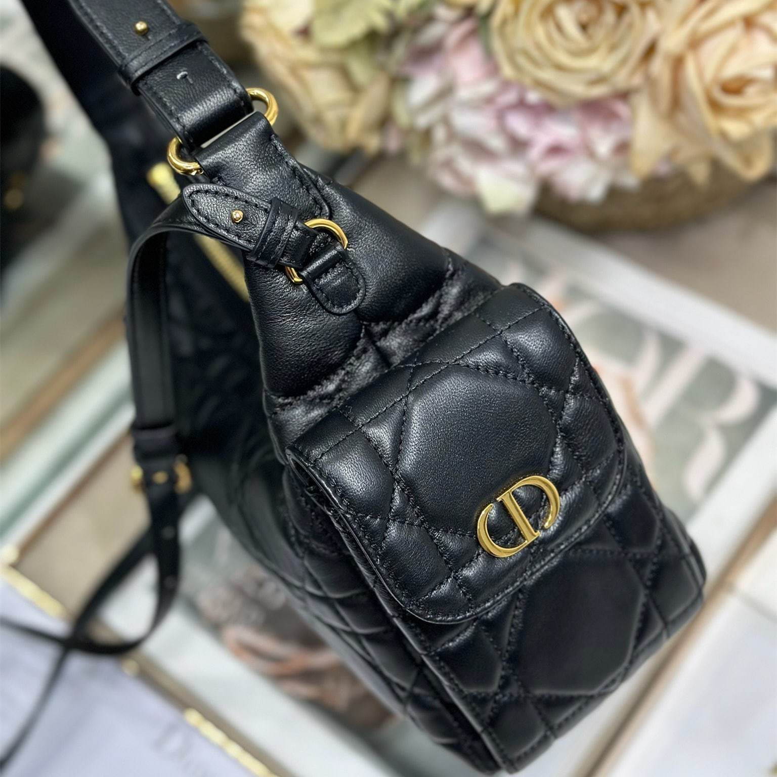 高仿Dior*D-Dream系列M632M900小羊皮單肩包中號黑色免檢版