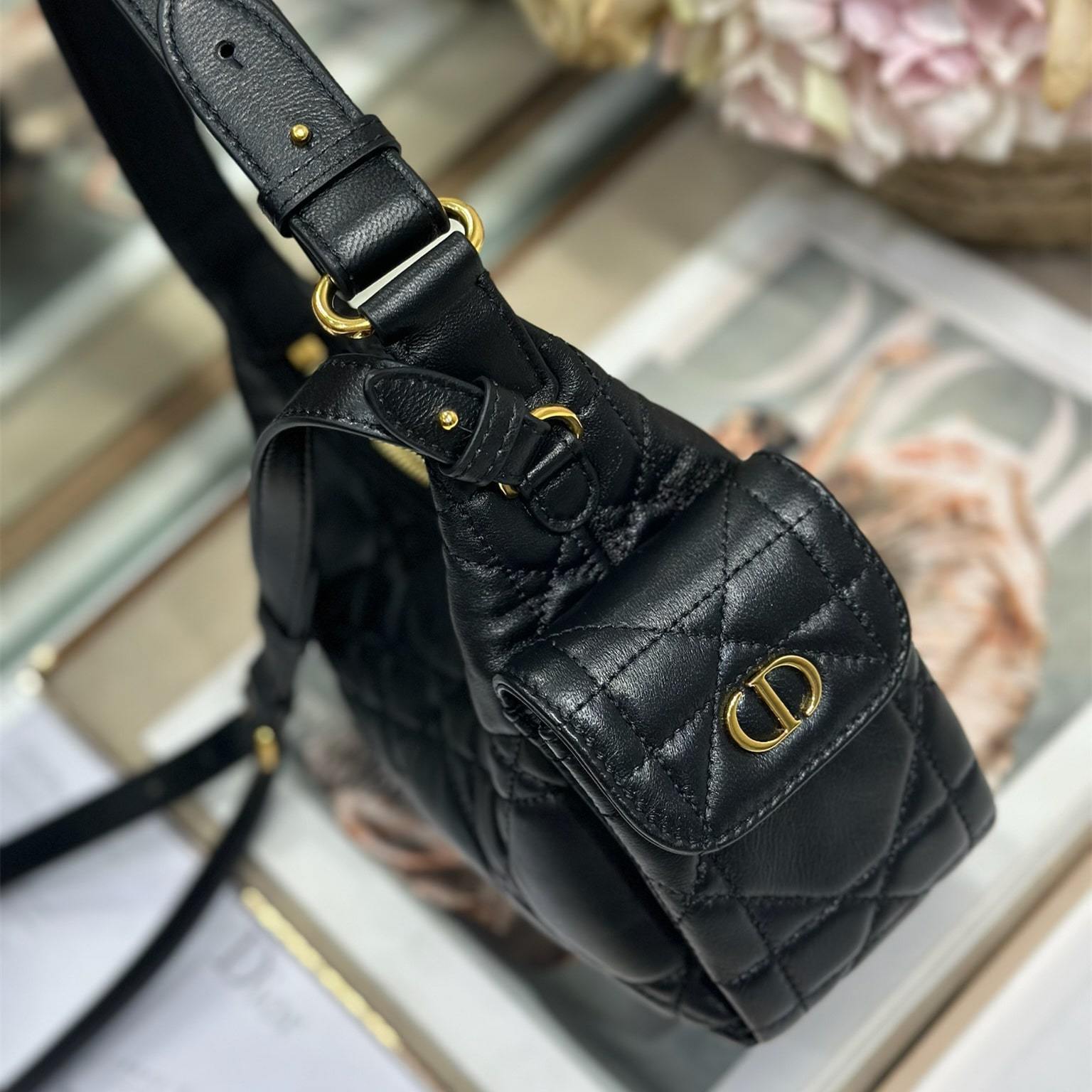 高仿Dior*D-Dream系列S525M900小羊皮斜挎包Mini黑色免檢版