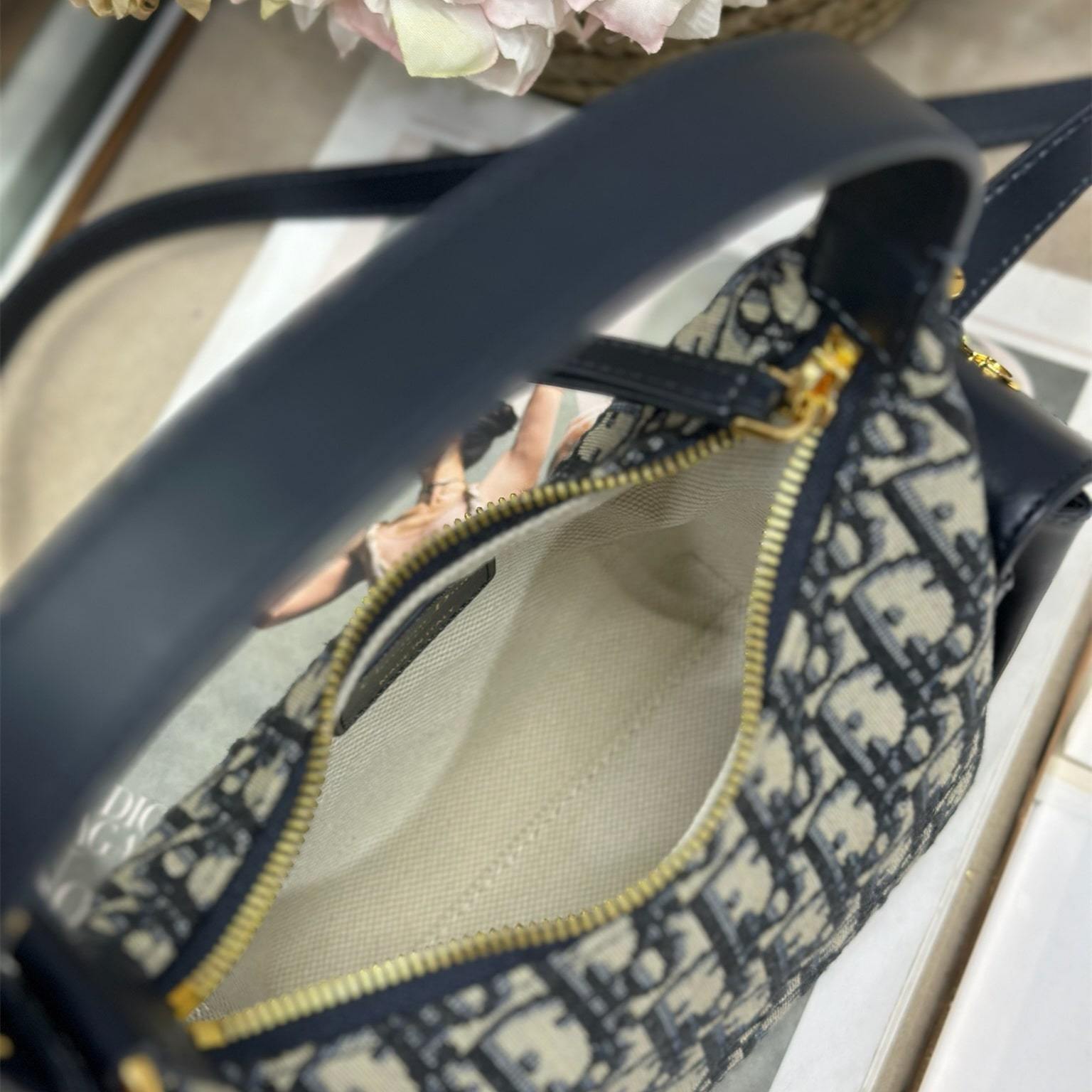 高仿Dior*D-Dream系列S431M928印花刺繡斜挎包Mini雙拼免檢版