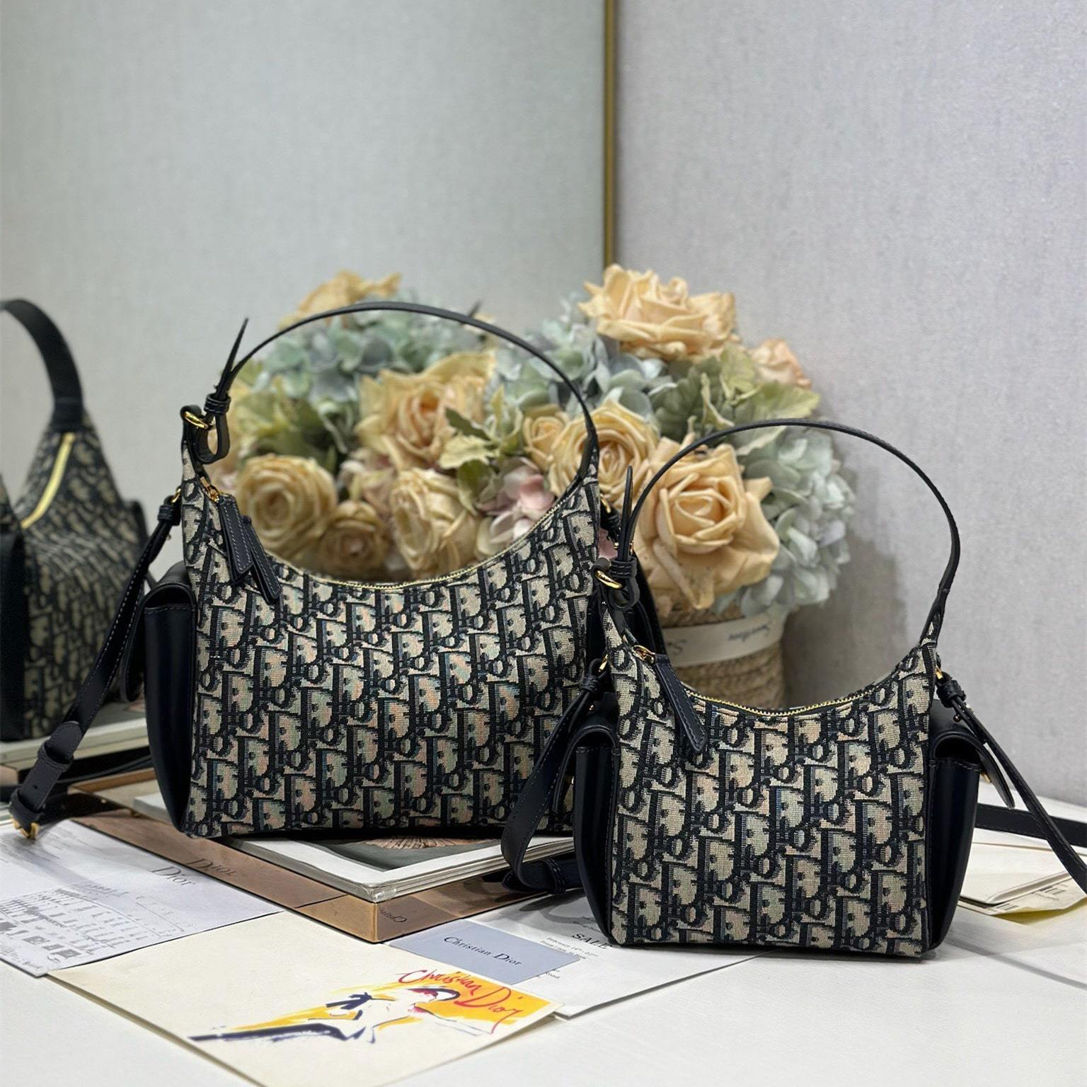 高仿Dior*D-Dream系列S431M928印花刺繡斜挎包Mini雙拼免檢版