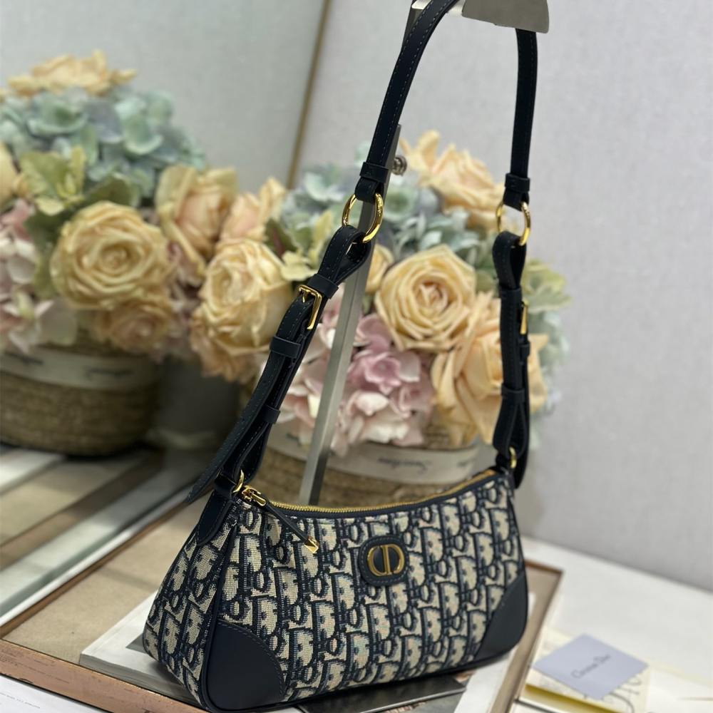 高仿Dior*Montaigne系列S239M928藍色印花單肩包Mini免檢版