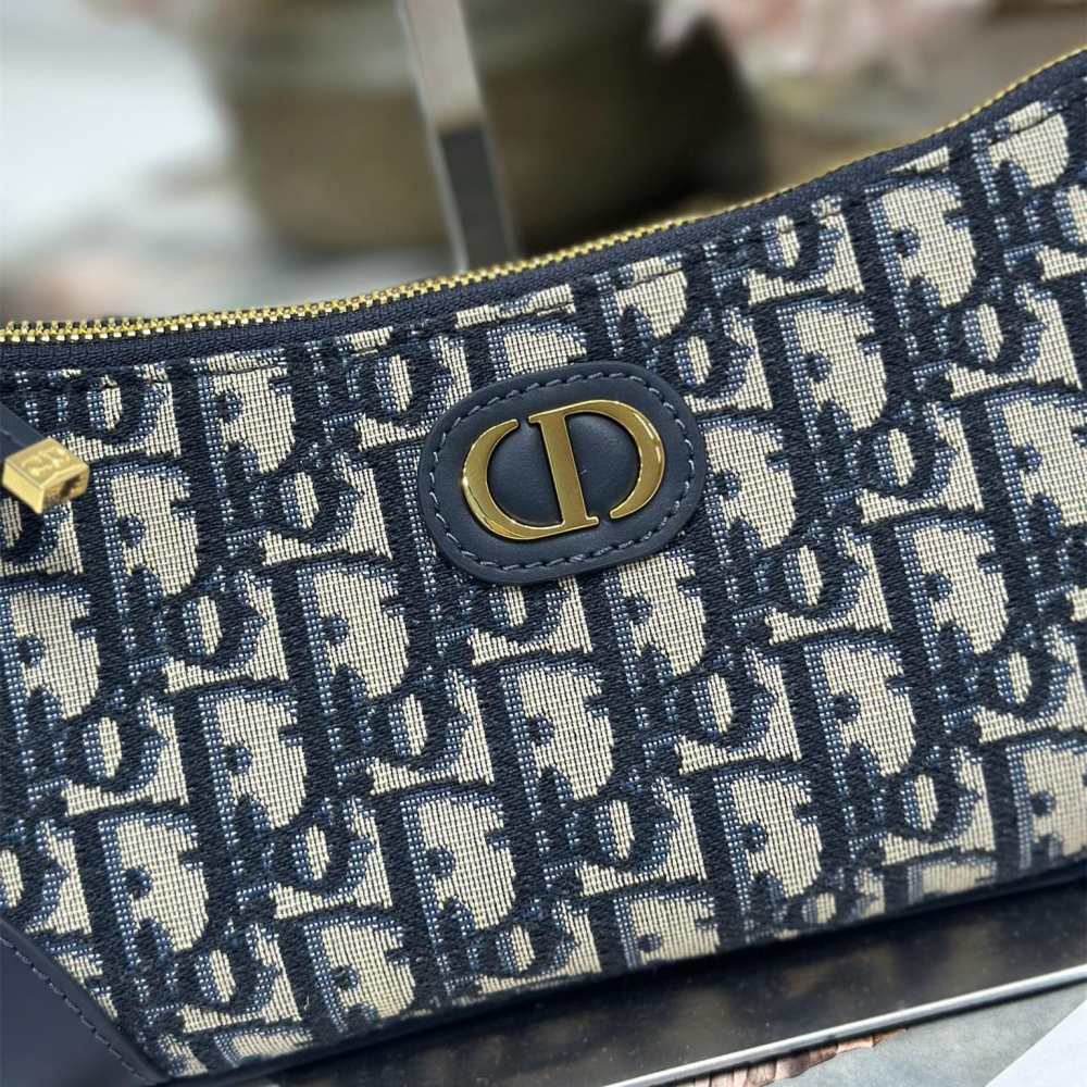 高仿Dior*Montaigne系列S239M928藍色印花單肩包Mini免檢版