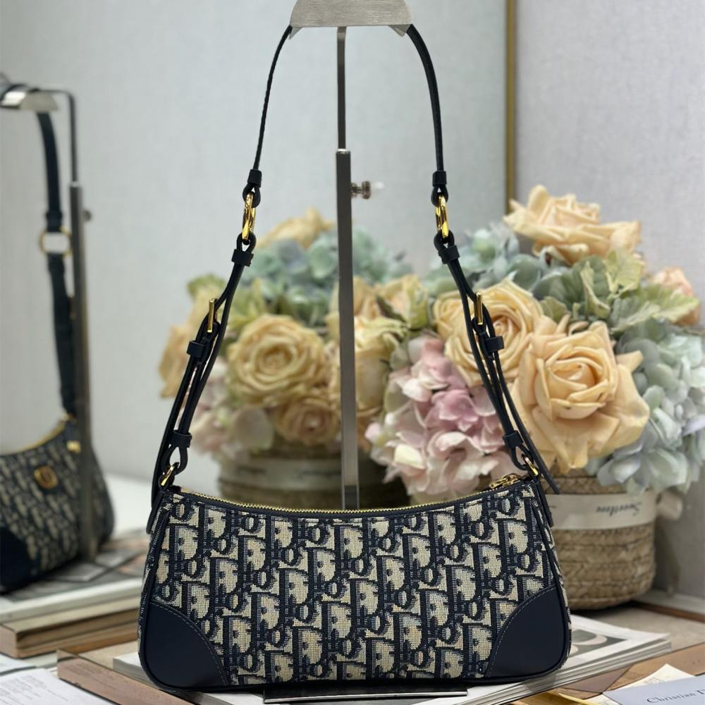高仿Dior*Montaigne系列S239M928藍色印花單肩包Mini免檢版