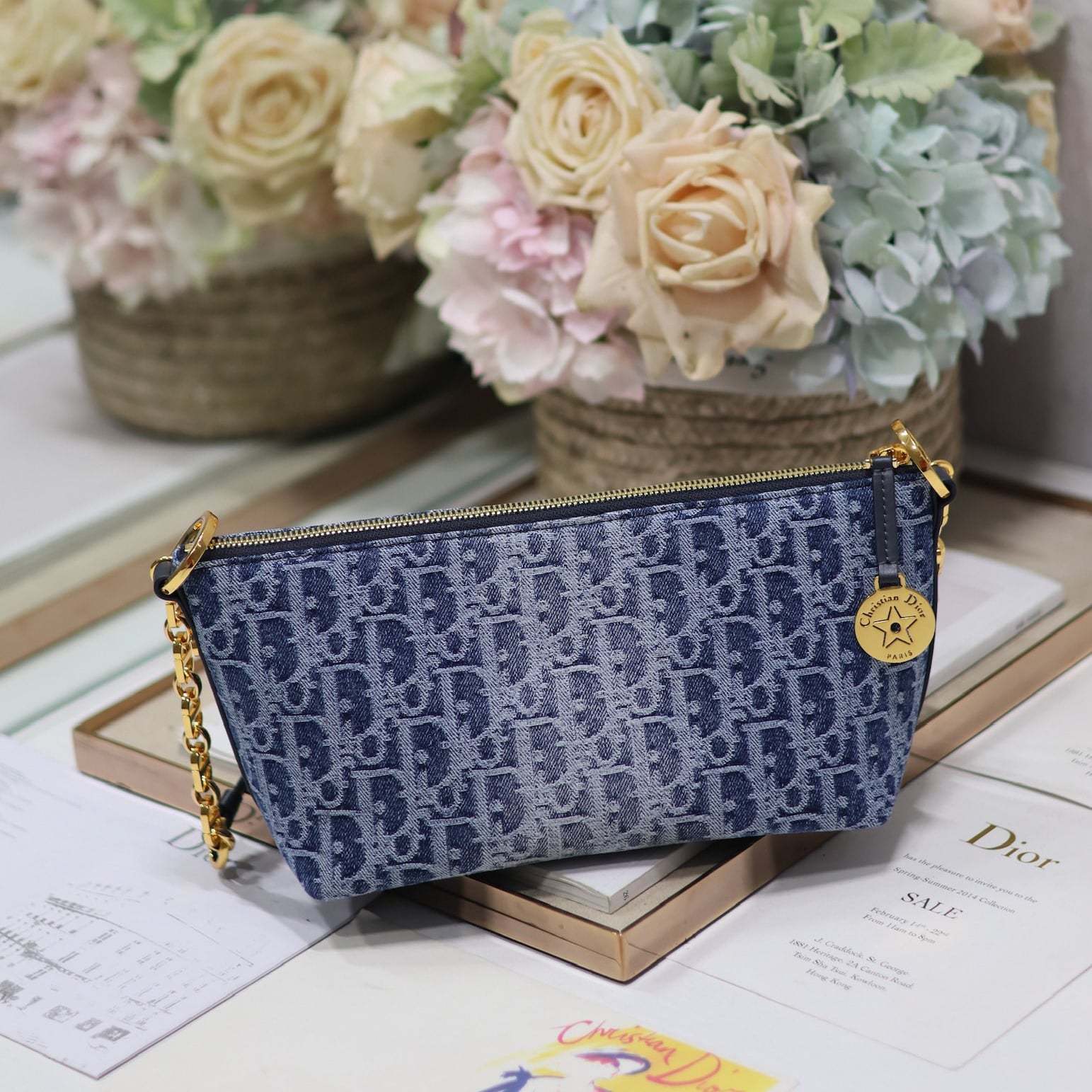 高仿Dior*StarHobo系列S320M49E鏈條手袋藍色免檢版
