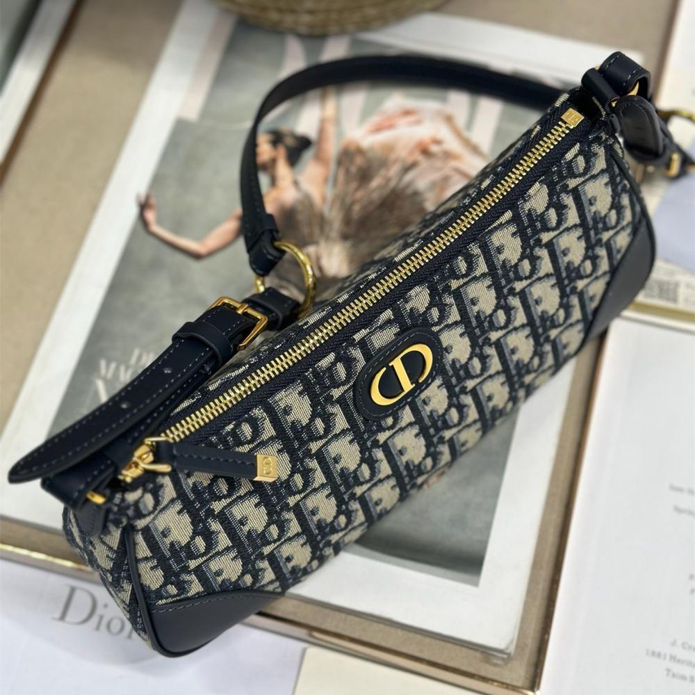 高仿Dior*Montaigne系列S239M928藍色印花單肩包Mini免檢版