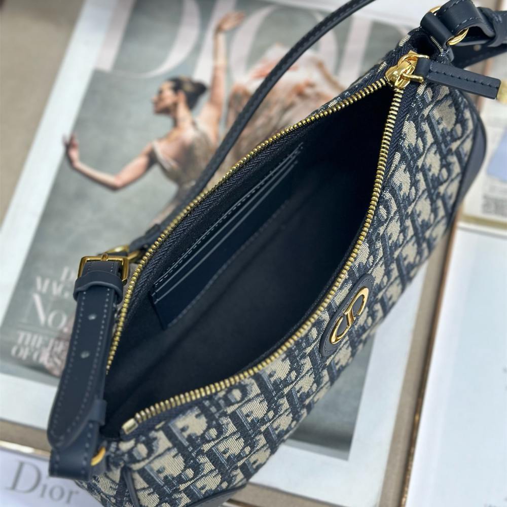 高仿Dior*Montaigne系列S239M928藍色印花單肩包Mini免檢版