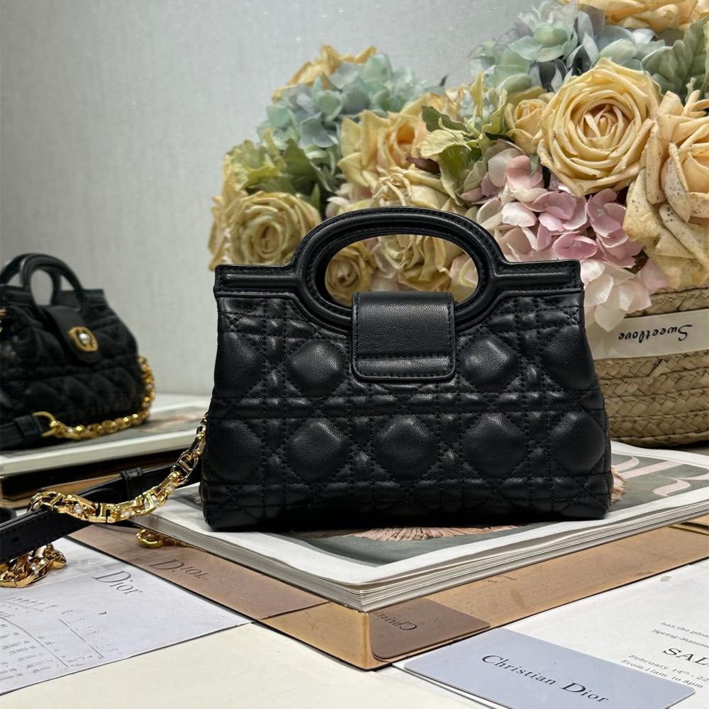 高仿Dior*JolieHandle系列S321M900環扣小羊皮手提包黑色免檢版
