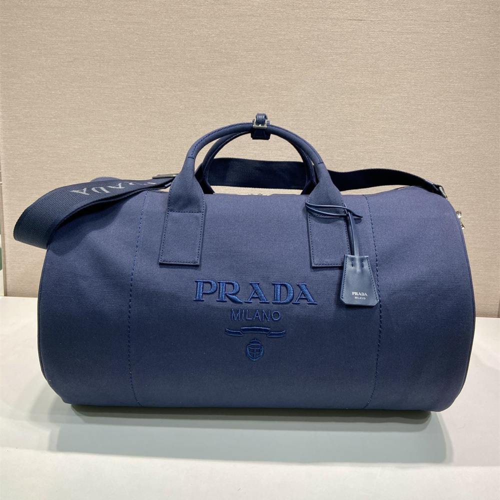 高仿Prada*2VC051棉質旅行袋海軍藍免檢版