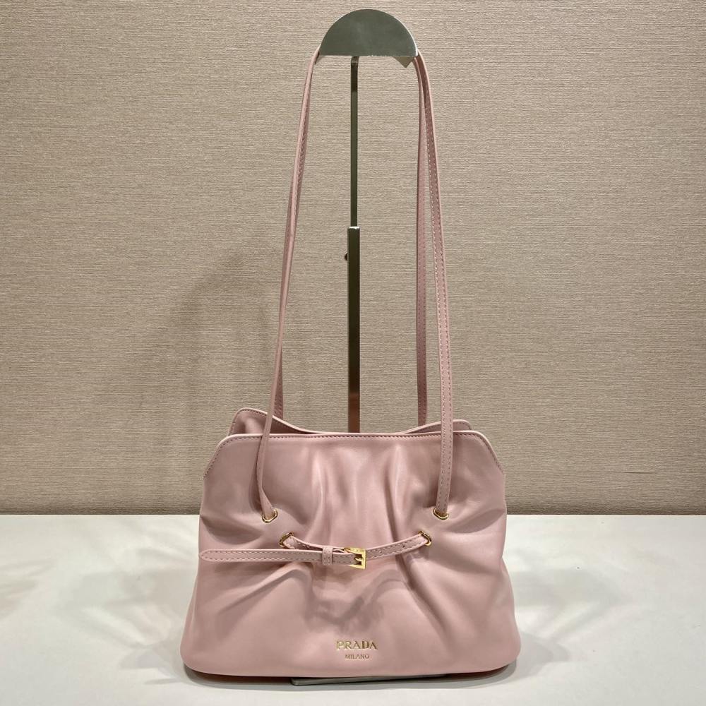 高仿Prada*Dada系列1BG586小羊皮雲朵包粉色小號免檢版