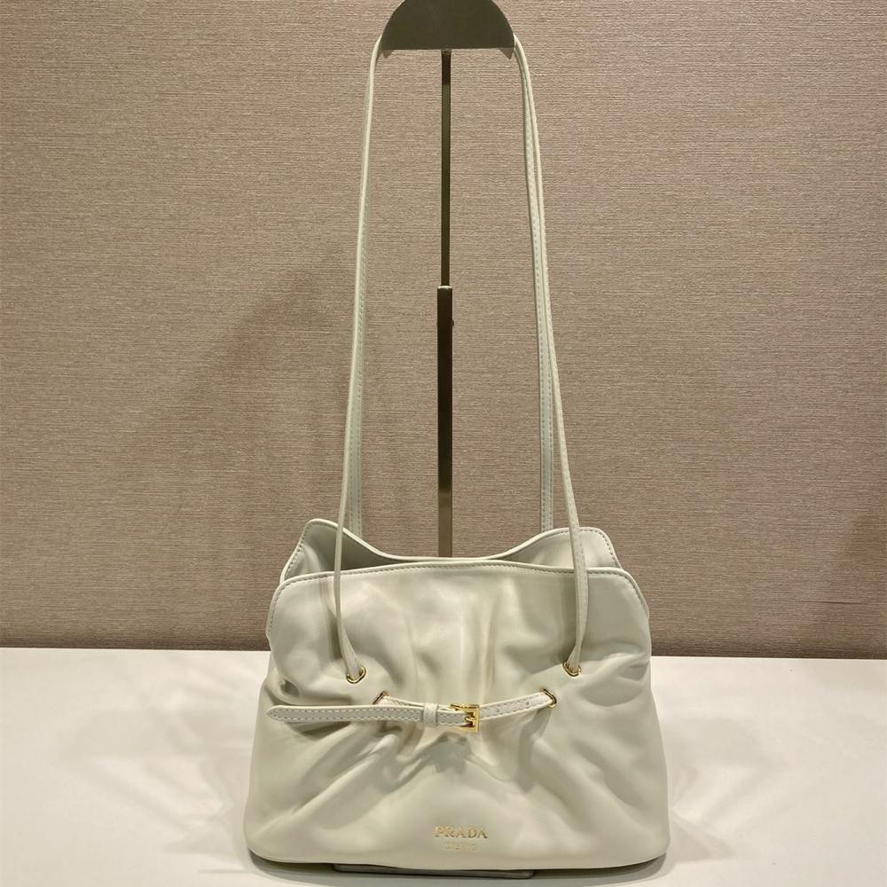 高仿Prada*Dada系列1BG586小羊皮雲朵包白色小號免檢版