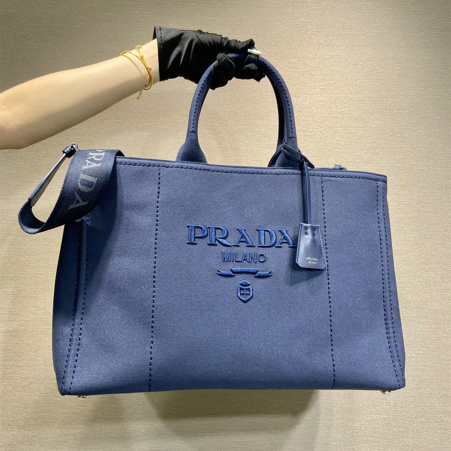 高仿Prada*Jardiniere系列2VG131單肩手提袋男士深藍色免檢版