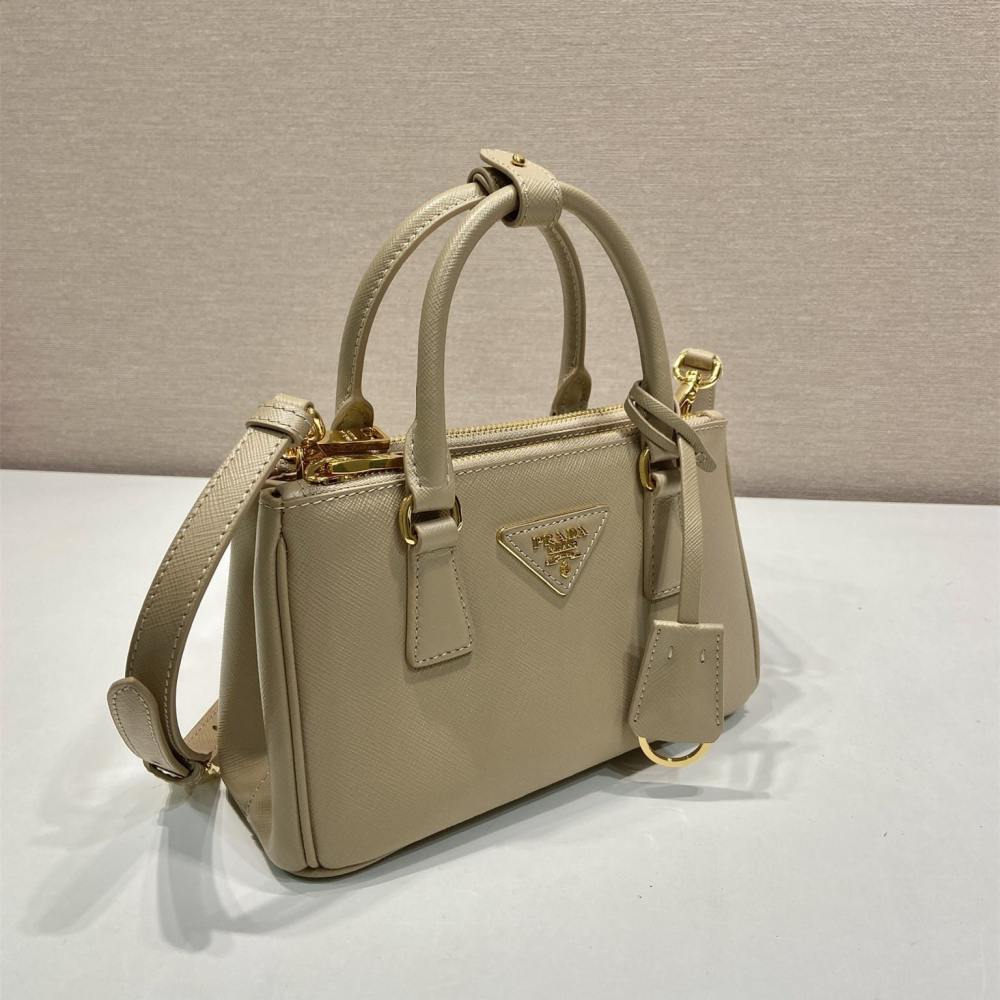 高仿Prada*Galleria系列1BA916紋理牛皮單肩包卡其色Mini免檢版