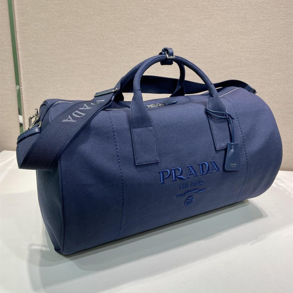高仿Prada*2VC051棉質旅行袋海軍藍免檢版