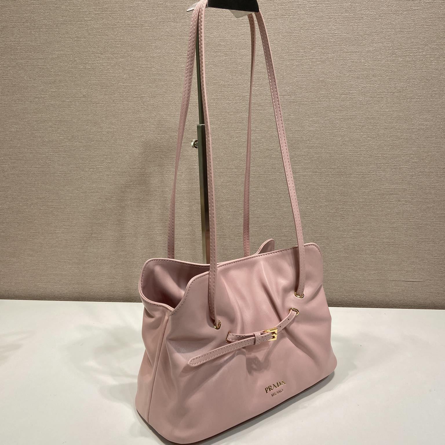高仿Prada*Dada系列1BG586小羊皮雲朵包粉色小號免檢版