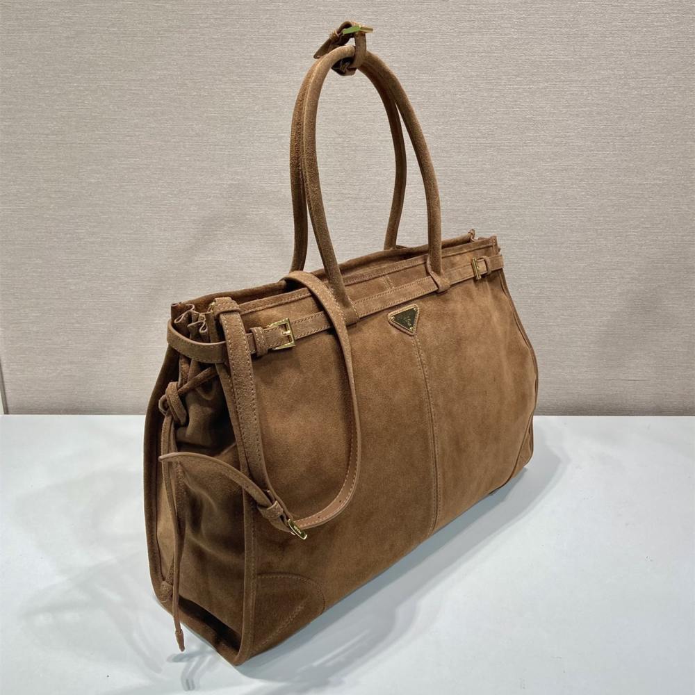 高仿Prada*Tote系列1BA439Nappa皮購物袋棕色大號免檢版