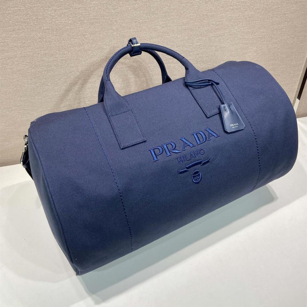 高仿Prada*2VC051棉質旅行袋海軍藍免檢版