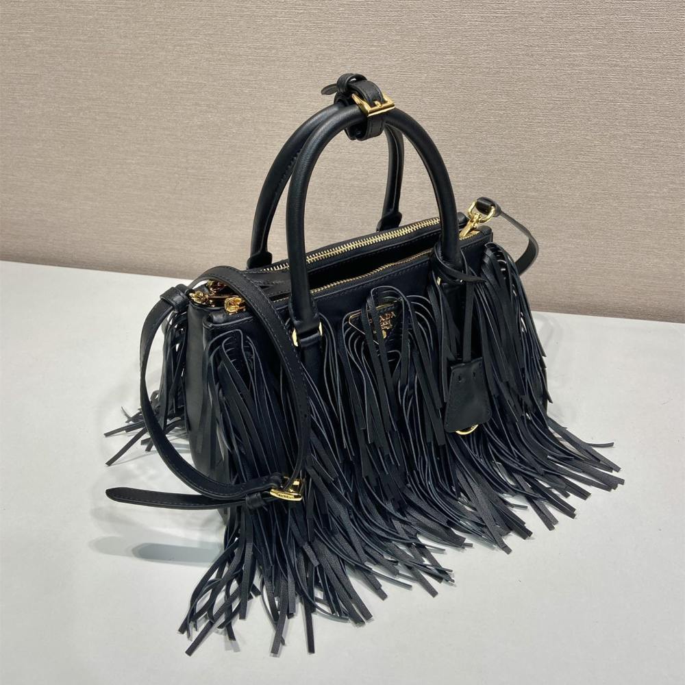 高仿Prada*Gaalleria系列1BA986流蘇包黑色小號免檢版