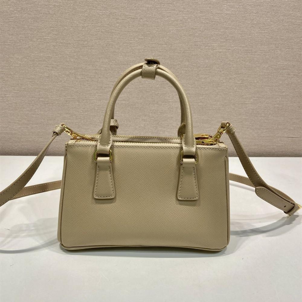高仿Prada*Galleria系列1BA916紋理牛皮單肩包卡其色Mini免檢版