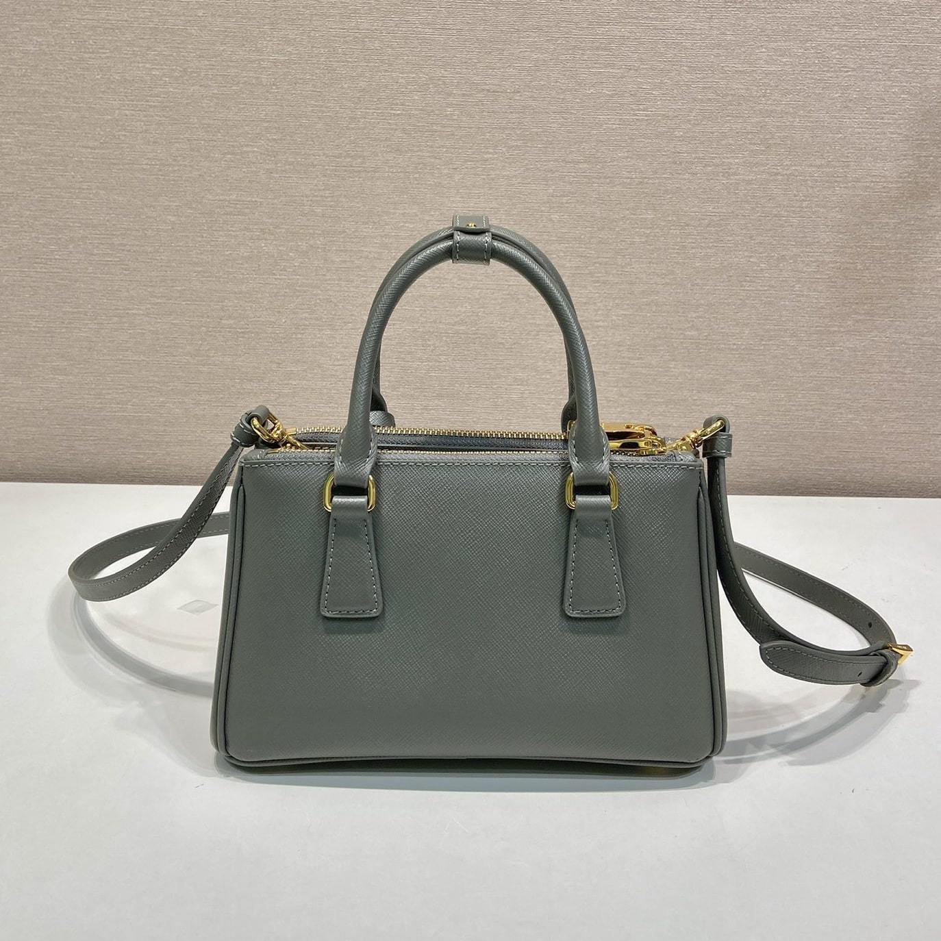 高仿Prada*Galleria系列1BA916紋理牛皮單肩包石墨灰Mini免檢版