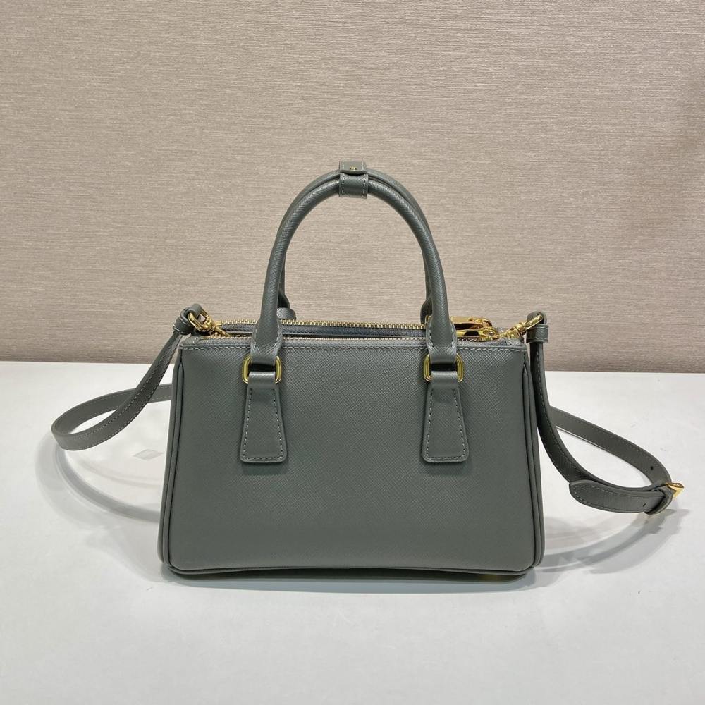 高仿Prada*Galleria系列1BA916紋理牛皮單肩包石墨灰Mini免檢版