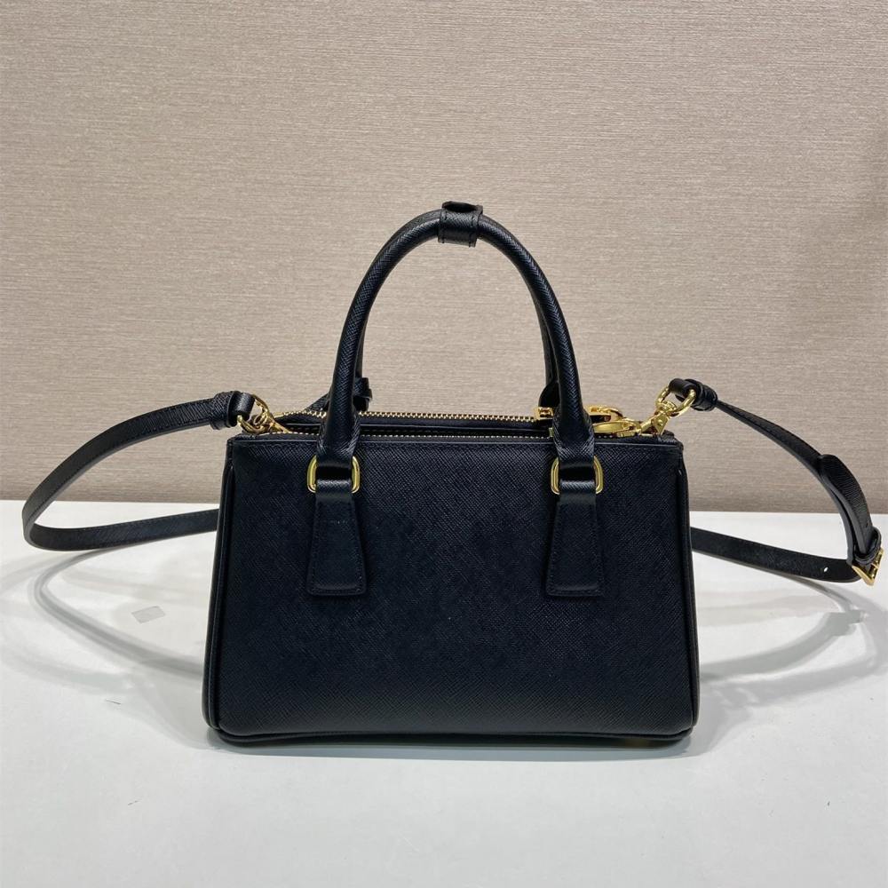 高仿Prada*Galleria系列1BA916紋理牛皮單肩包黑色Mini免檢版