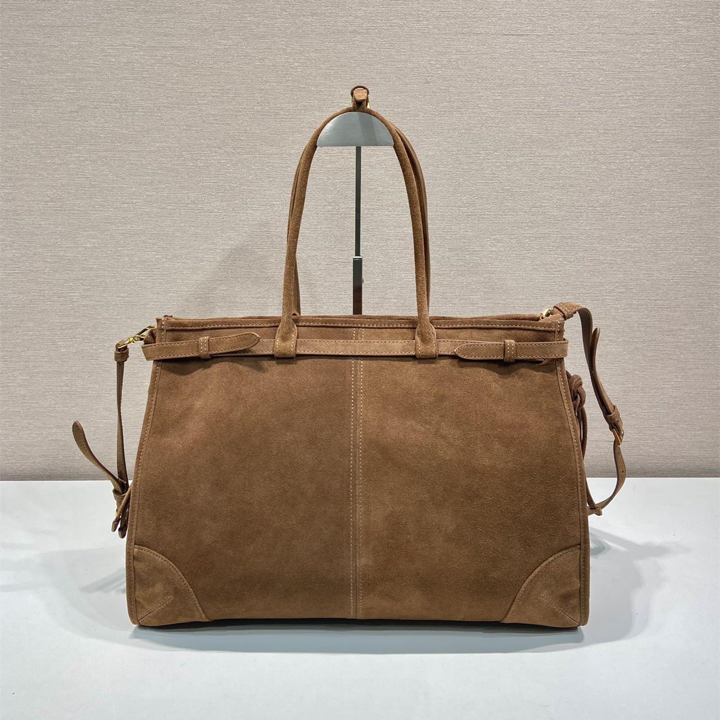 高仿Prada*Tote系列1BA439Nappa皮購物袋棕色大號免檢版